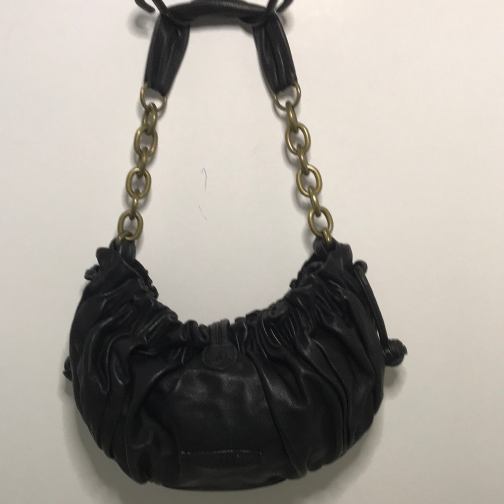 BCBGMAXAZRIA Vintage Ruched  vegan leather Shoulder Bag
